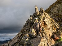 Über die Cresta dei Tre Corni auf den Pizzo Crozlina (3010 m) und weiter auf den Pizzo Campo Tencia (3071 m). Die Überschreitung der vielen Zacken (T6, Kletterstellen 2-3) beginnt in der Lücke 2560 m westlich des Lago di Morghirolo. : Campo Tencia, Cresta dei Tre Corni, Pizzo Forno