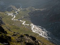 Das Steiwasser. Bald verlieren sich die Wegspuren und es geht südlich am Brunnestock über steile Grasplanggen hoch zum kleinen Gletscherrest. : Giglistock