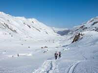 Abstieg via Dürrbode nach Teufi im Dischmatal, Davos. : Schneeschuhtour Grialetsch