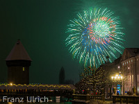 Tricolore : Feuerwerk Luzern Kapellbrücke Kappelbrücke