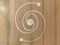 Eine zweiarmige Spirale, rund 51 m x 65 m ziert das Weizenfeld.  default : 2026, 23.06.2026, Ellikon, Kornkreis, Schweiz, ZH, Zürcher Weinland