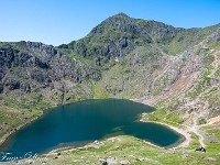 Schon bin ich auf dem Abstieg via Pyg Track zum Pen-y-Pass. Blick zurück über den Llyn Llydaw zum Snowdon. : Snowdon
