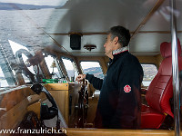 Unser Kapitän hat das ehemalige Fischerboot "Aspire" voll im Griff : Schottland Isle of Skye 2015